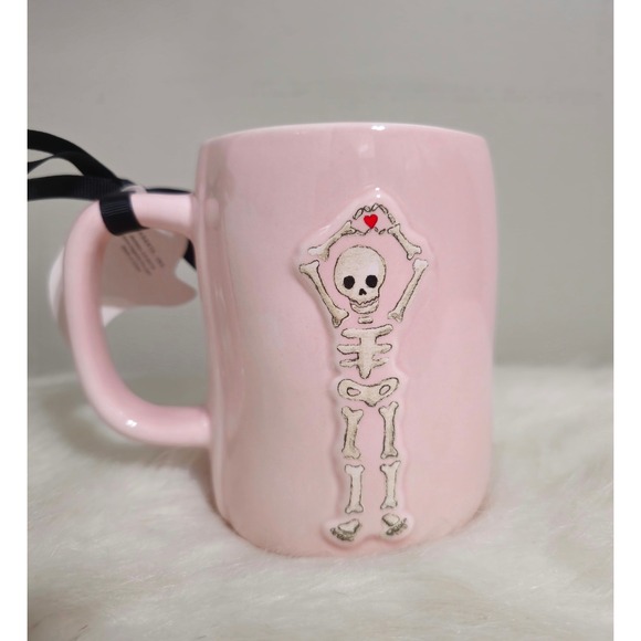Rae Dunn Other - Rae Dunn Hey Boo Pink Halloween Skeleton Heart Coffee Mug Cup 2025 NWT